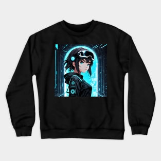 Anime Girl in the Metaverse Crewneck Sweatshirt